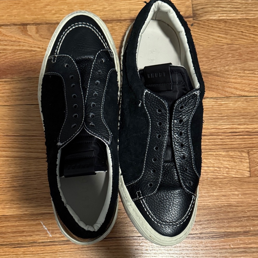 Rhude Black and White Leather V1 Sneakers